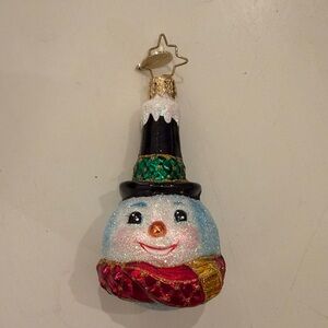 Christopher Radko Snowman Ornament with Black Hat and Red Scarf